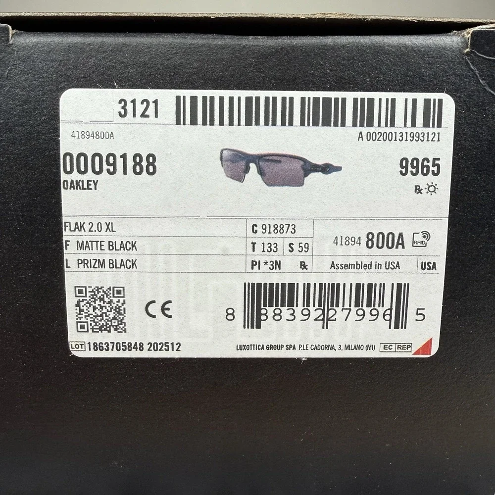Oakley FLAK 2.0 XL BRAND NEW Matte Black/PRIZM Golf Sunglass 009188 59mm Lens